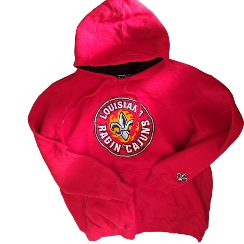 Louisiana Ragin Cajuns e5 Hooded sweatshirt sweater embroidered large crest XL